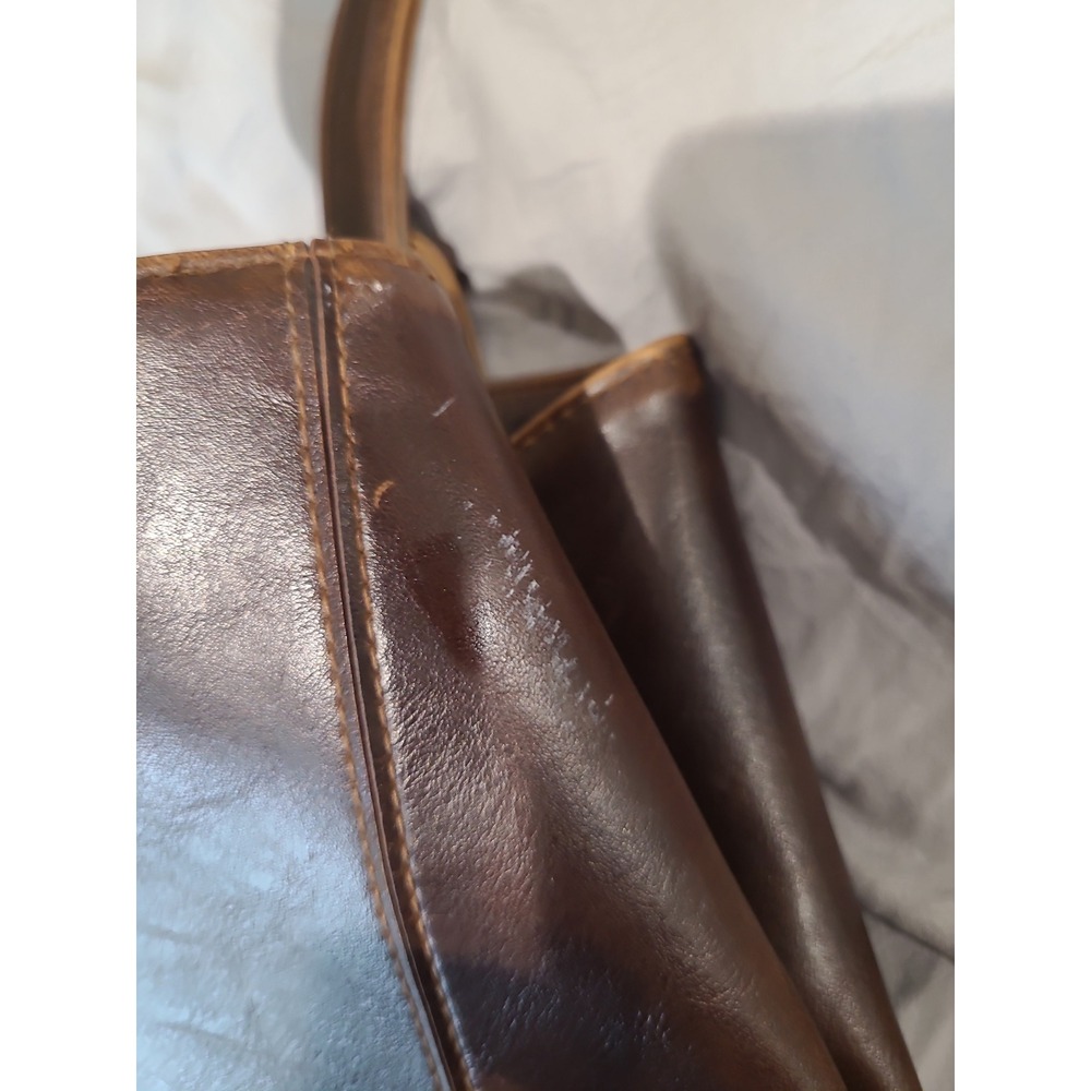 Vtg Leather Sling Backpack Shoulder Bag Purse Brown by Liz Claiborne boho casual - Picture 7 of 12